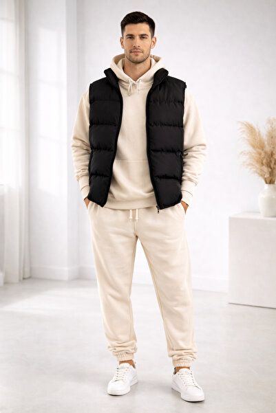 WENMİNG Men's 3-Thread K Hooded Tracksuit Set Y Vest Set 3-Piece Combination