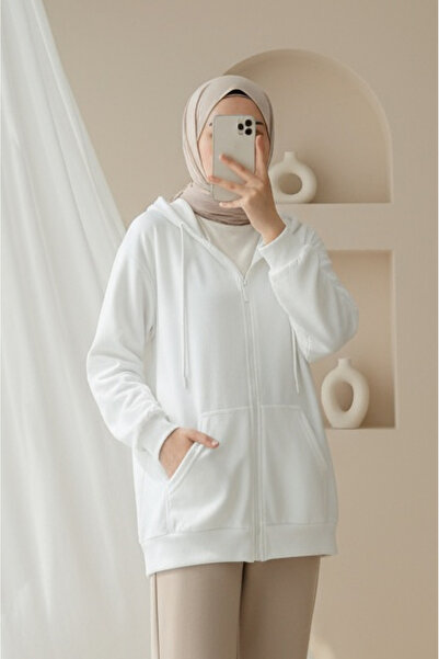 HİJABAYA Kapşonlu Fermuarlı Cepli Penye Sweat