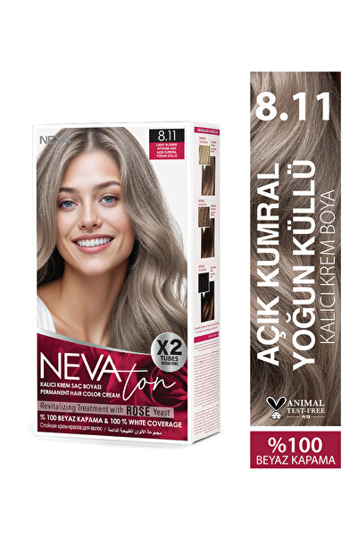 Nevaton 8.11 AÇIK KUMRAL YOĞUN KÜLLÜ Kalıcı Krem Saç Boyası Seti (X2)