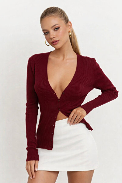 Be Best Women's Plum Knitwear Cardigan Be291