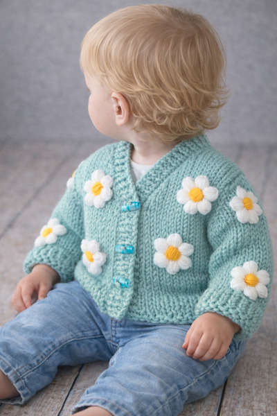 seraskids سترة صوفية للفتيات الصغيرات محبوكة يدويًا باللون الفيروزي