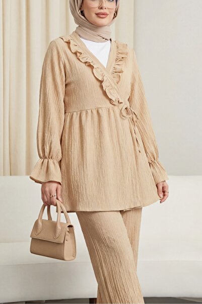 HİJABAYA Σετ κιμονό με ελαστικό μανίκι, βολάν μπροστά και κορδόνια