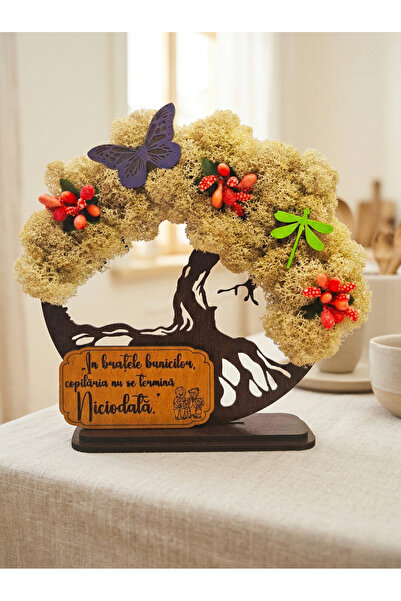 OEM Cadou Copacul Vietii, cu licheni stabilizati, din lemn wenge, „Bunicii”, ...