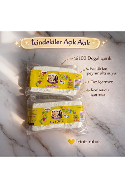 ÜRETEN ANNELER Tuzsuz Vakumlu Lor Peyniri 500 gr (2X250 GR)