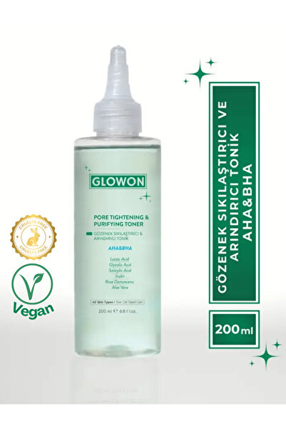GLOWON Vegan İçerikli Gözenek Sıkılaştırıcı Ve Arındırıcı Tonik Aha & Bha 200 ml