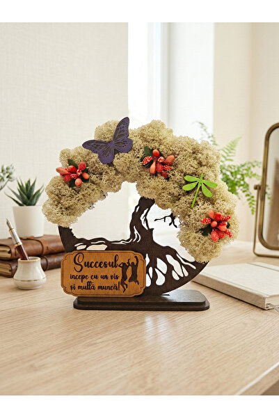 OEM Cadou Copacul Vietii, cu licheni stabilizati, din lemn wenge, „Succesul”,...