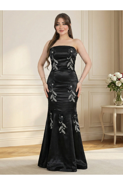 TREN Premium Mikado Floral Beaded Formal Gown For Upscale Wedding Receptions ...