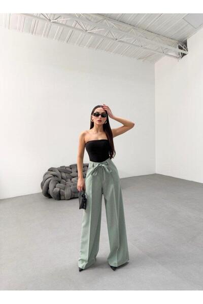 EDA COLLECTION Παντελόνι Palazzo με ριγέ μέση Sante