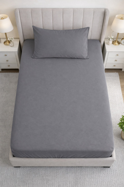 argehome Комплект единични памучни чаршафи с фит лак 100*200 + 30 см височина...