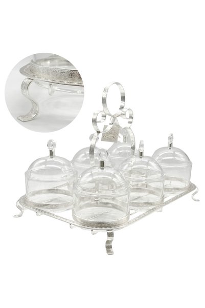 ALQANNAS A 6-compartment nut and candy holder made of high-quality, break-resistant acrylic.