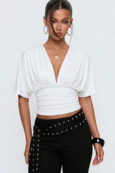 Edela Γυναικεία μπλούζα με λαιμόκοψη V και μανίκια, χαλαρή εφαρμογή στη μέση ...