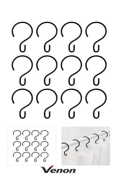 VENON 12 τμχ Δαχτυλίδια με γάντζους για κουρτίνα μπάνιου Μια ποιοτική ανοξείδ...