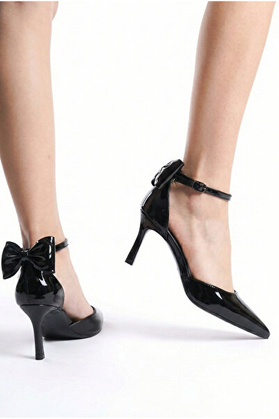 GİAMGİA STORE Γυναικεία βραδινά παπούτσια στιλέτο με φιόγκο, λεπτομέρεια λουλ...