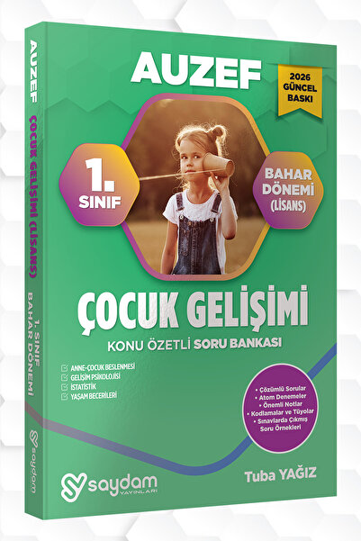 Saydam Yayınları AUZEF ÇOCUK GELİŞİMİ 1.SINIF LİSANS VE ÖNLİSANS BAHAR DÖNEMİ...