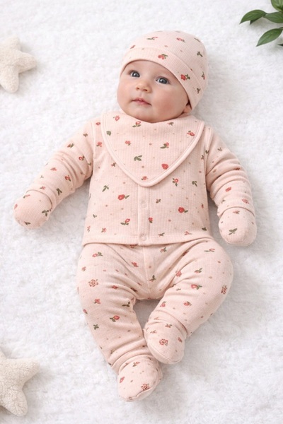 ENİA BABY Yenidoğan Bebek Desenli 5 Parça Hastane Çıkış Seti Kız Bebek Erkek ...