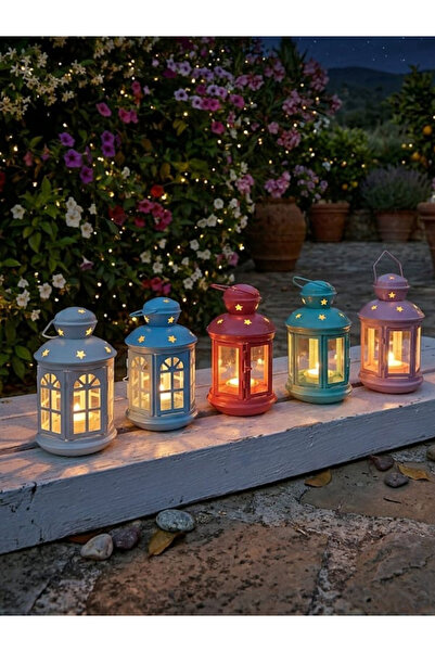TrentonGCC 24 Pcs Multicolor Candle Holder Lantern Set Decorative Metal Teali...