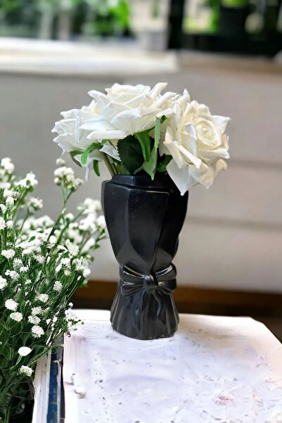 DEYART Buchet mare nordic - vază cu detaliu de flori și fundă 20x10x10cm Bohe...