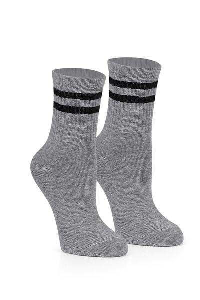 Ozzy Socks 6 Çift Kadın Açık Ve Koyu Renkler Çizgili Kolej Tenis Çorabı Seti