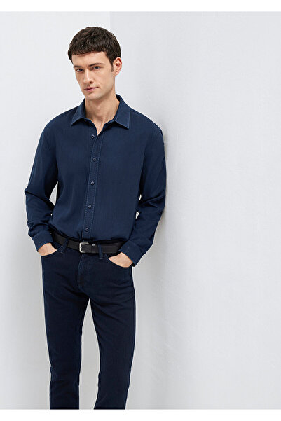 Mavi Lacivert (TENCEL™) Liyosel Gömlek Regular Fit / Normal Kesim 0210818-70494