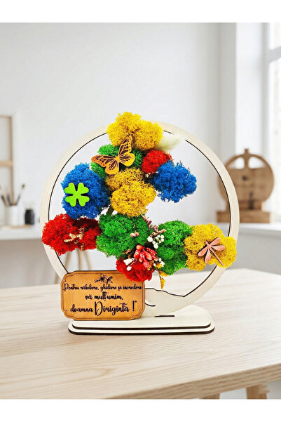 OEM Cadou pentru Diriginta – Bonsai Alb 20 cm cu Licheni Naturali Stabilizati...