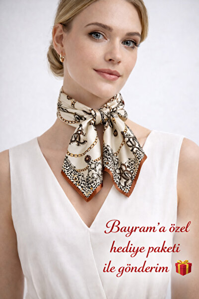 Bermody Bandana pentru femei 50x50 Eșarfă pătrată din raion, cu cusături ital...