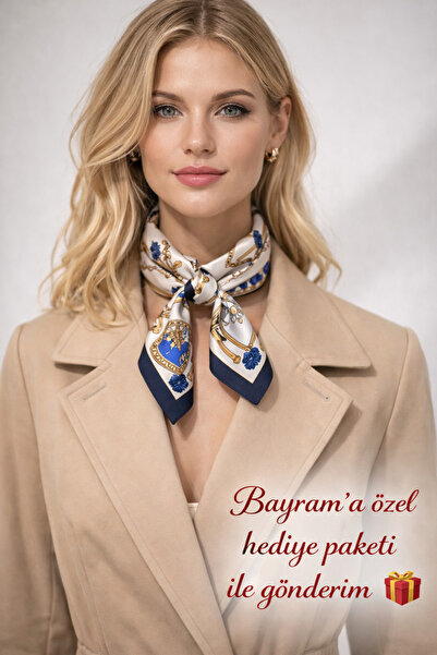 Bermody Bandana pentru femei 50x50 Eșarfă pătrată din raion, cu cusături ital...