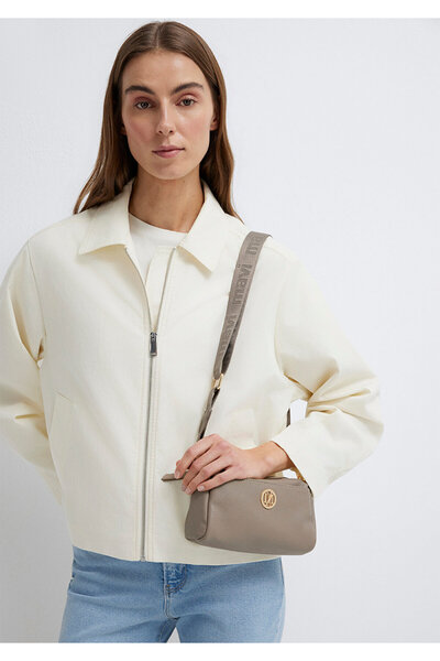 Mavi Light Brown Crossbody Bag with Seal Logo Detail 1912662-70367
