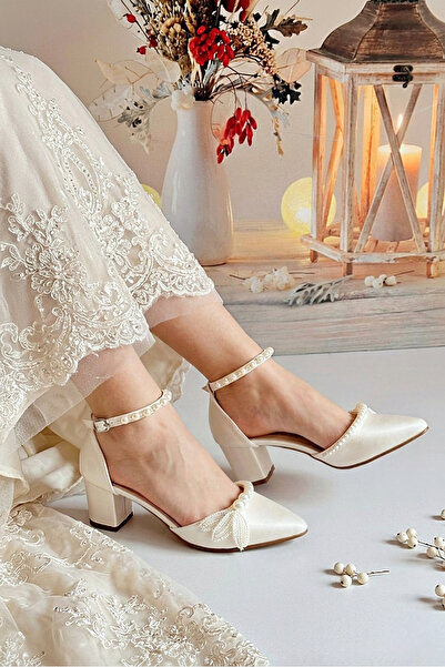 Modavien Дамски булчински обувки с перли 5 см