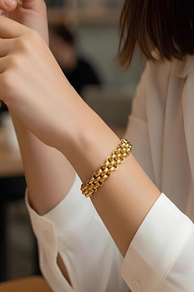 Bontexs سوار سلسلة أصفر من الفولاذ المقاوم للصدأ عالي الجودة للجنسين