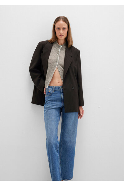 Mavi Brown Striped Double Breasted Blazer 1110772-85431