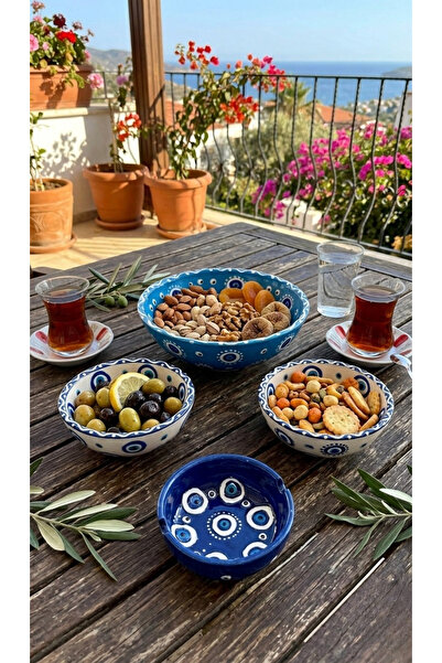 Store Nazar Bead Snack Bowl Handmade Set of 4 Presentation Set