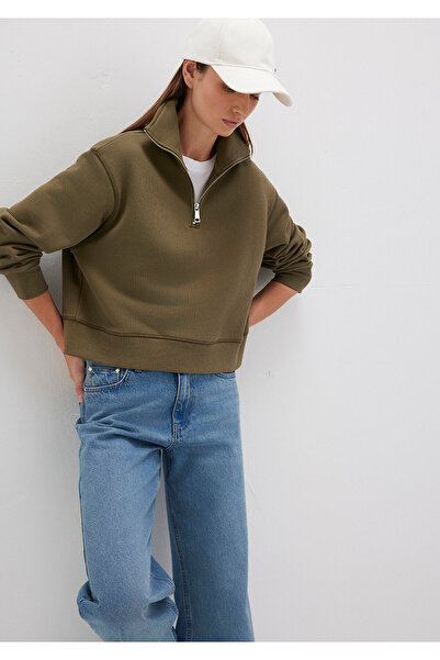 Mavi Yarı Fermuarlı Haki Sweatshirt 1S10391-71589