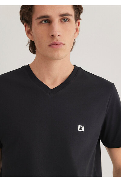 Mavi Tricou cu imprimeu negru standard 0612756 -71379