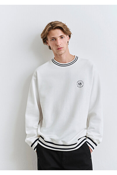 Mavi Stripe Detailed White Sweatshirt 0S10378-70057