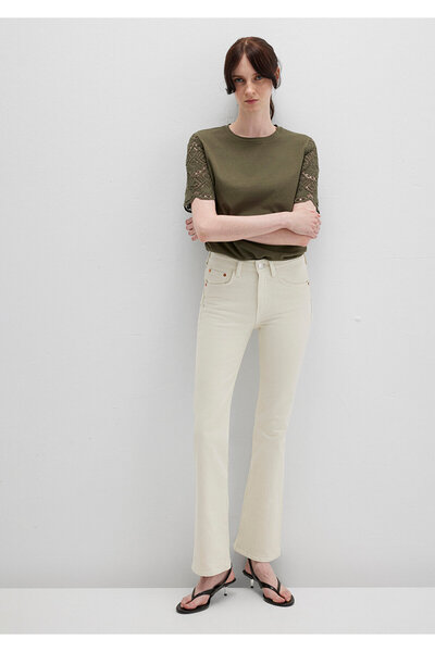 Mavi Lace Detailed Khaki T-Shirt Regular Fit / Regular Cut 1613515-71549