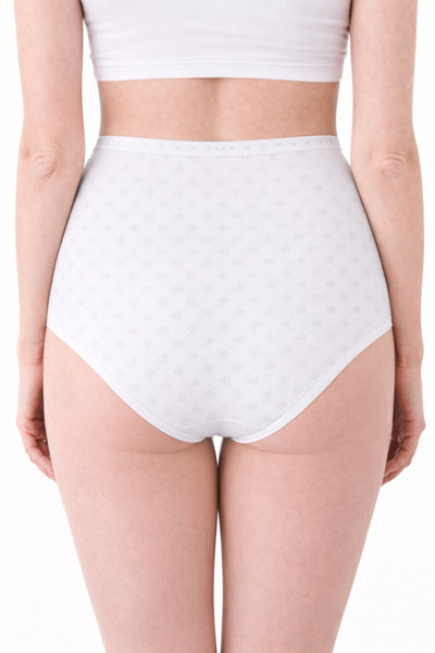 Donaluxe Women's Briefs, Women's 100% Cotton High-Waist Heart Pattern White Briefs