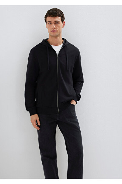 Mavi cu glugă Fermoar negru Swea tricou 0S10423-900