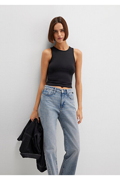 Mavi Черна полиамидна потник с деколте тип халтер, вталена / прилепваща кройк...