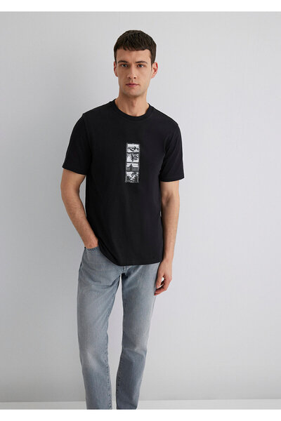 Mavi Štampano Crna majica običnog kroja / standardna kroj 0612674-900