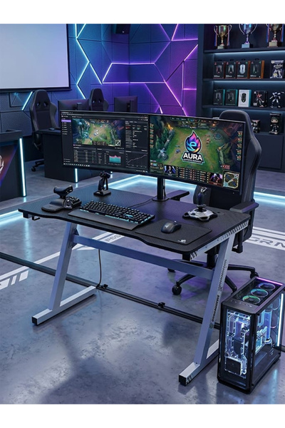 TrentonGCC مكتب ألعاب عصري – بإطار معدني قوي باللون الأبيض 100×60×72 سم