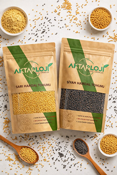 aktarloji 1 Kg Sarı Hardal Tohumu + 1 Kg Siyah Hardal Tohumu - Katkısız & Doğal
