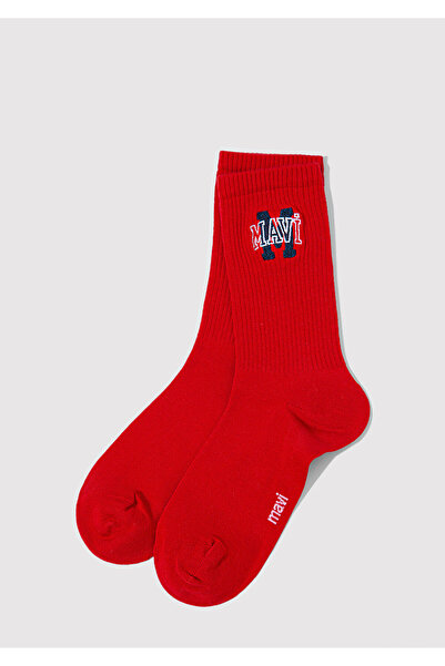 Mavi Logo Embroidered Red Socks 1913540-30370