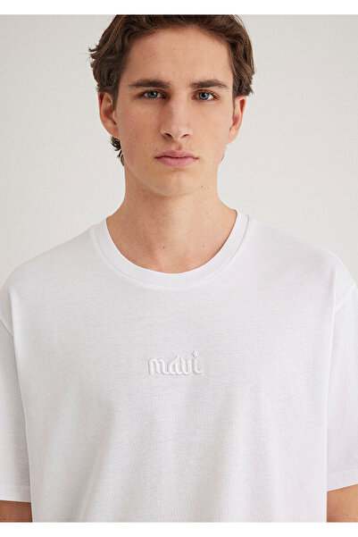 Mavi Logotip Štampana bela majica Loose Fit / Loose Casual Fit KSNUMKS-KSNUMKS