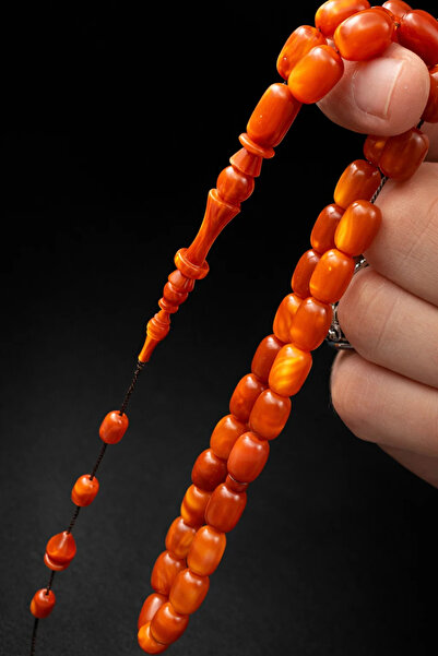 Cemhan Göksal سبحة من الخرز العنبري المضغوط مقاس 8x12 مم، مصنوعة يدويًا، مجمو...