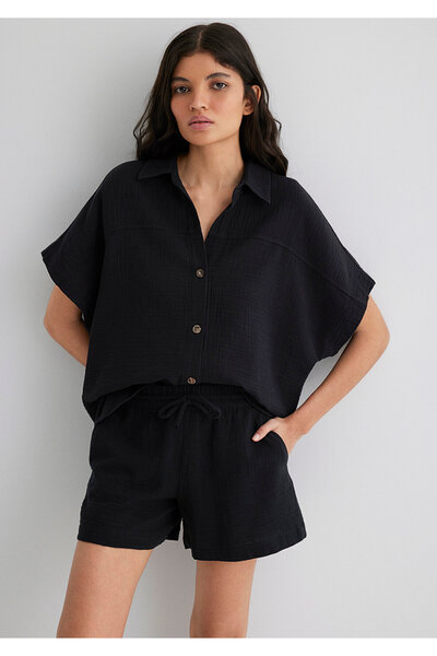 Mavi Textured Black Shirt Loose Fit / Loose Relaxed Cut 1210758 -900