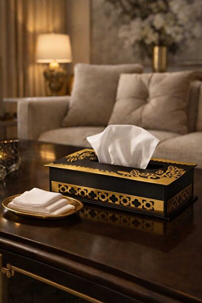 LAZORİAE صندوق مناديل خشبي وبليكسي - تصميم أنيق ومتين 6*23*13