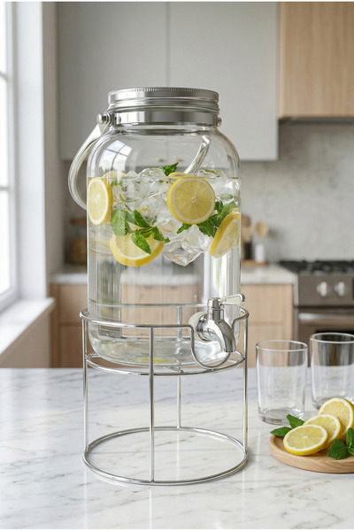 tutku home 4 Litre Ayaklı Cam Sebil, Şerbetlik