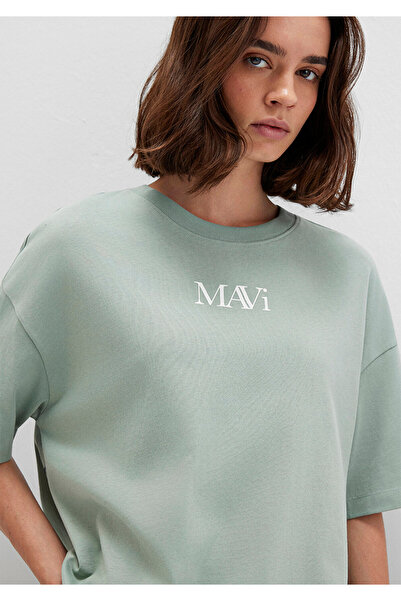 Mavi Tricou verde imprimat cu logo oversize / croi lat1611593-71787