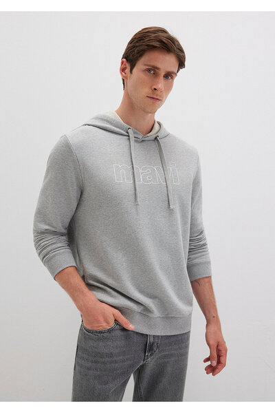 Mavi Hanorac gri cu glugă cu imprimeu cu logo 065606-28387