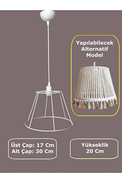 CONANA Konik Avize Teli , İskeleti (Standart Boy 30x20 Cm) Beyaz Statik Boyal...